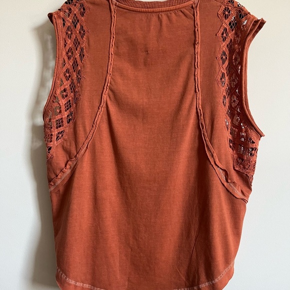 Free People Table For Two Oversized Sleevless Cotton Lace embellished Top Sz S - Picture 5 of 15